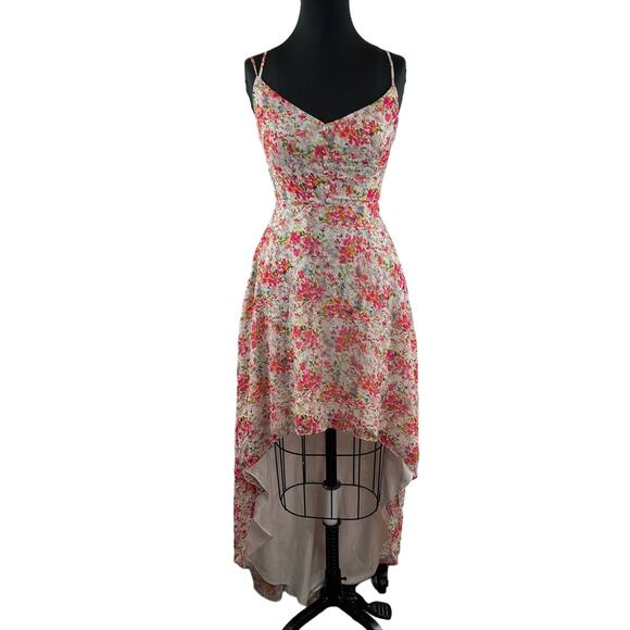 Alexia Admor Bailey Sweetheart High-Low Maxi Dress Watercolor Pink Floral 2 - Picture 1 of 11